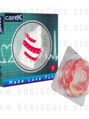 Carex Spiral Condom pack with textured design for enhanced stimulation