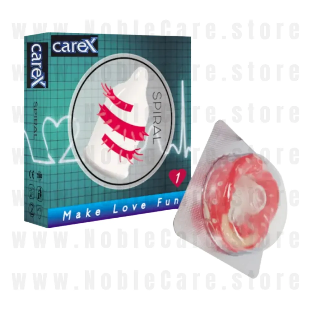 Carex Spiral Condom pack with textured design for enhanced stimulation