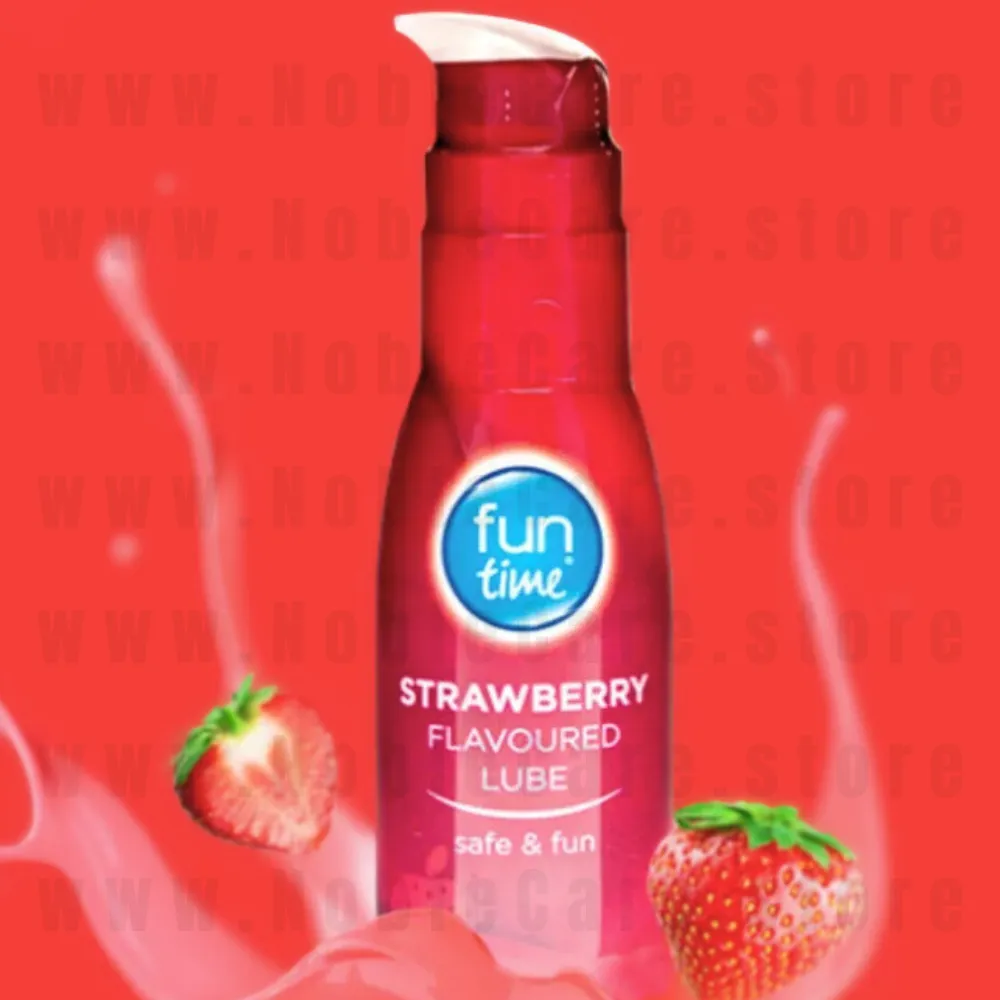 Durex Funtime Strawberry Flavoured Lubricant bottle for enhanced intimacy and sensory pleasure